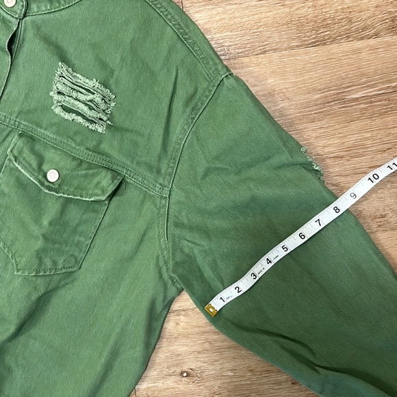 Green mila and tiff ripped Jean jacket | XL ripped Jean jacket - Picture 4 of 11
